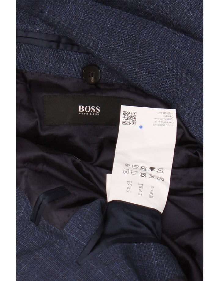 Hugo Boss Chaqueta tipo blazer de 2 botones para hombre EU 50 Large Navy Blue Check