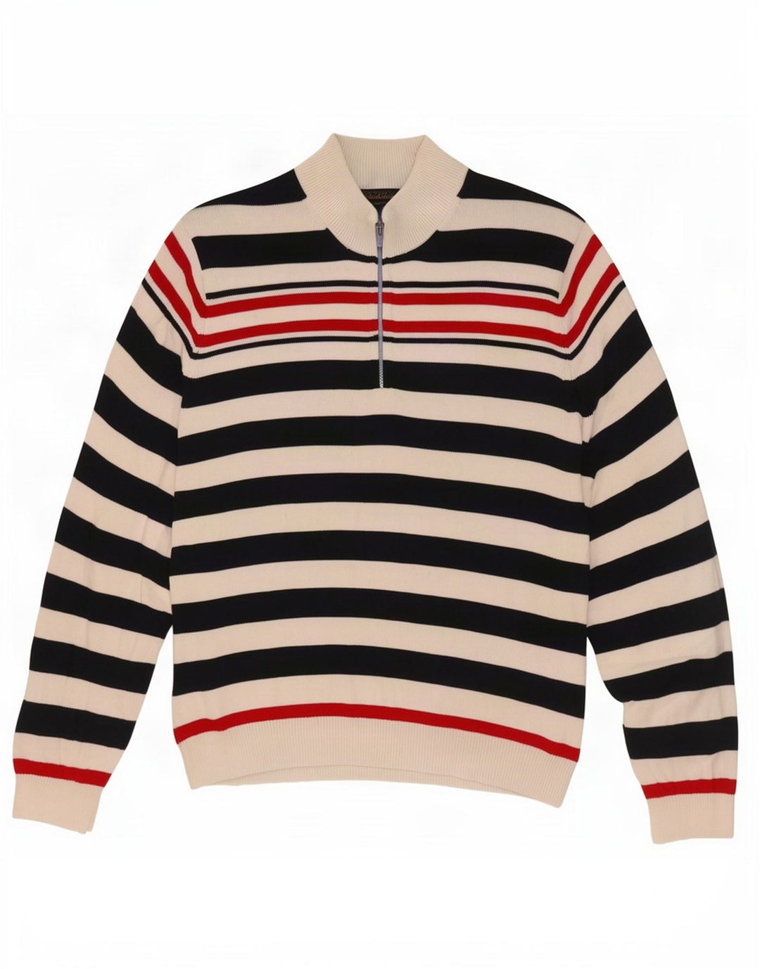 Brooks Brothers Suéter tipo jersey con cuello y botones para hombre XL Azul marino a rayas