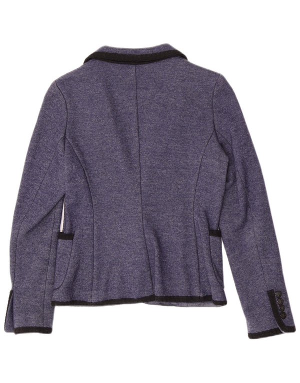 Zara Chaqueta Blazer De Punto Con 1 Botón Para Mujer UK 42 Azul Medio