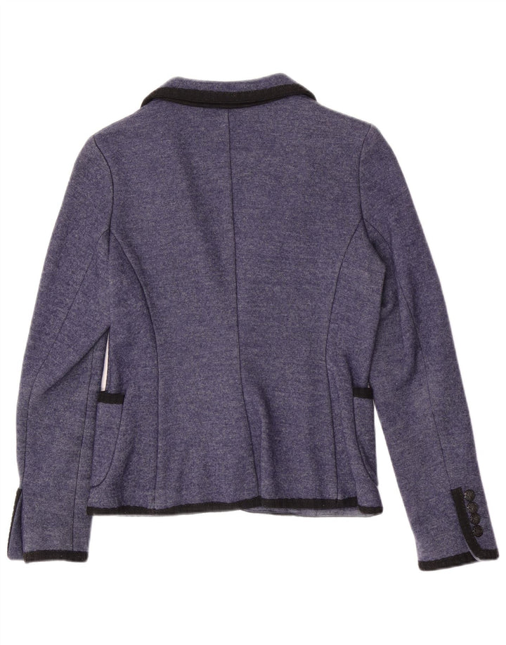 Zara Chaqueta Blazer De Punto Con 1 Botón Para Mujer UK 42 Azul Medio