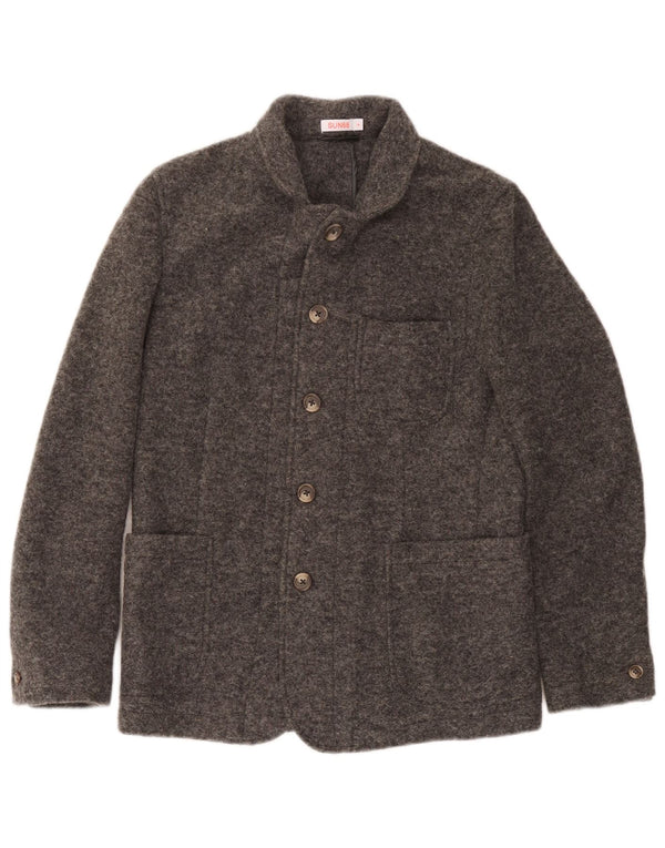 Sun68 Chaqueta tipo blazer de punto con 5 botones para hombre UK 36 Small Grey Wool