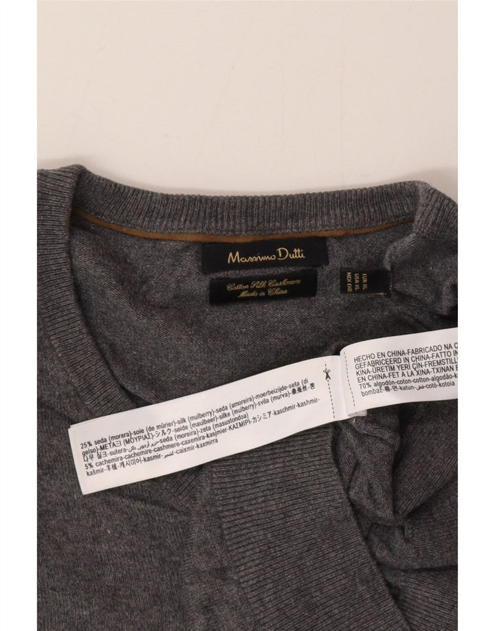 Massimo Dutti Jersey Hombre Cuello Pico XL Gris Algodón