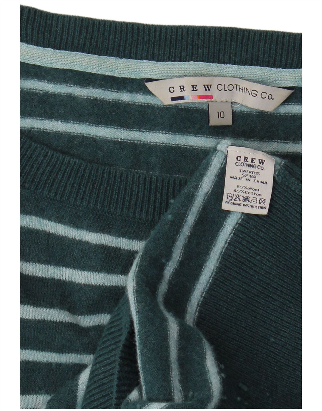 CREW CLOTHING Vestido tipo jersey de manga larga para mujer UK 10 Small Green Stripes