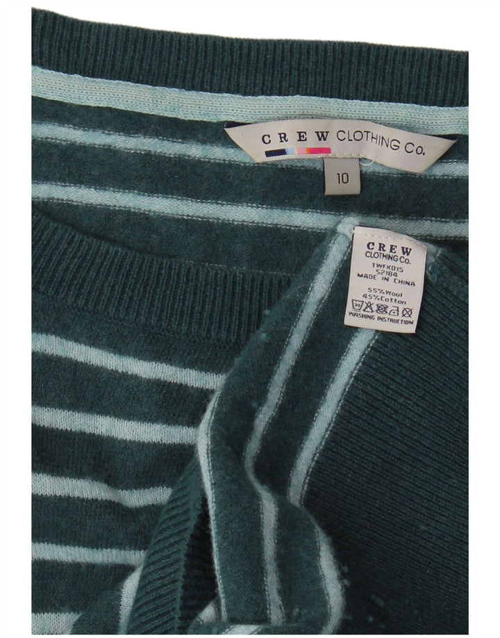 CREW CLOTHING Vestido tipo jersey de manga larga para mujer UK 10 Small Green Stripes