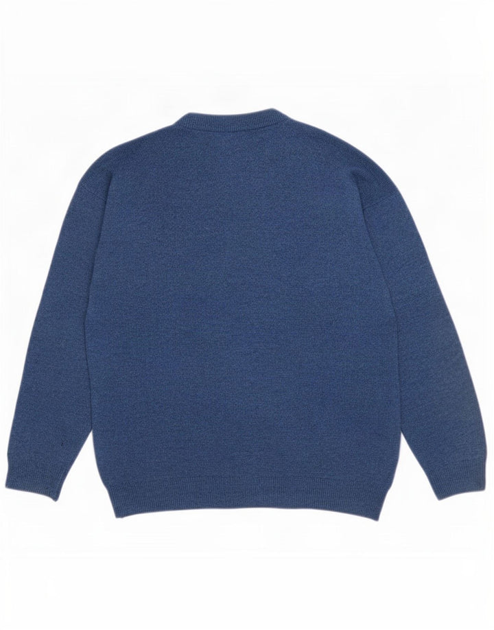 Weekend Jersey De Cuello Redondo Para Hombre Jersey De Lana Azul Medio Argyle/Diamond