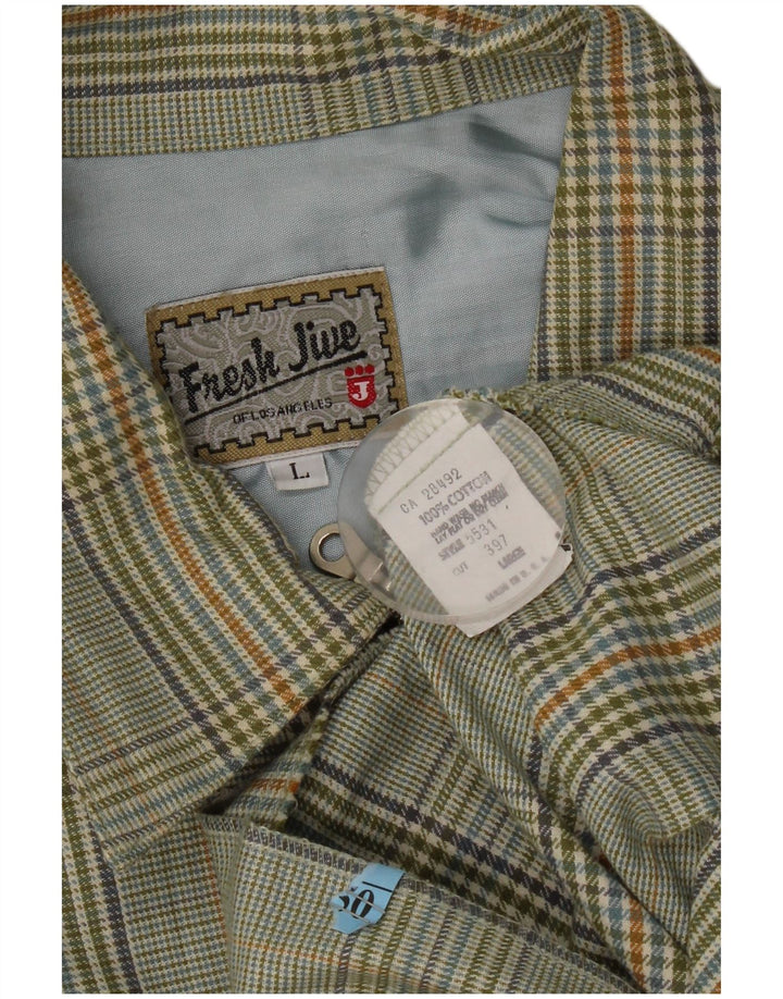 Fresh Jive Chaqueta Bomber para Hombre UK 40 Large Green Check Cotton