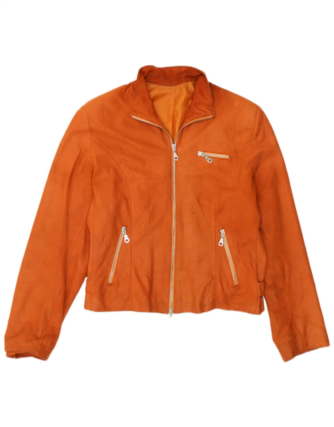 Vintage mujer crop chaqueta de cuero IT 44 cuero naranja medio