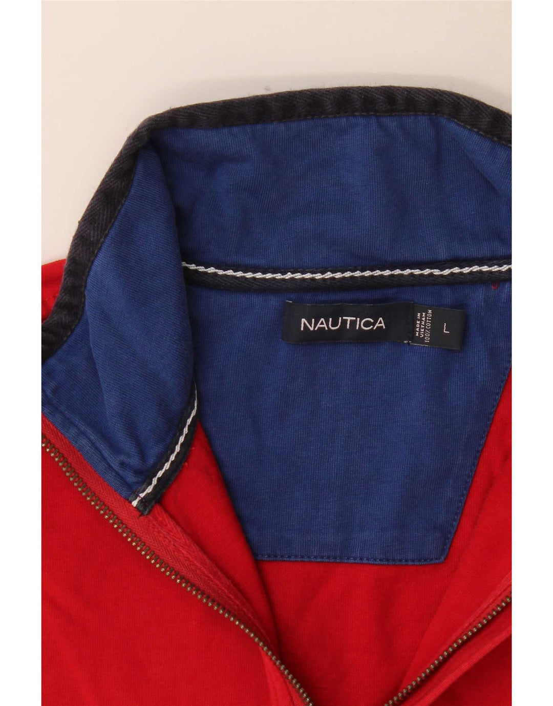 Nautica Top con cuello y cremallera para hombre, manga larga, color rojo grande