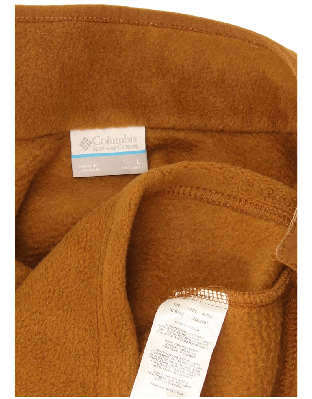 Columbia Jersey de forro polar con cuello y botones para mujer UK 46 Poliéster beige grande