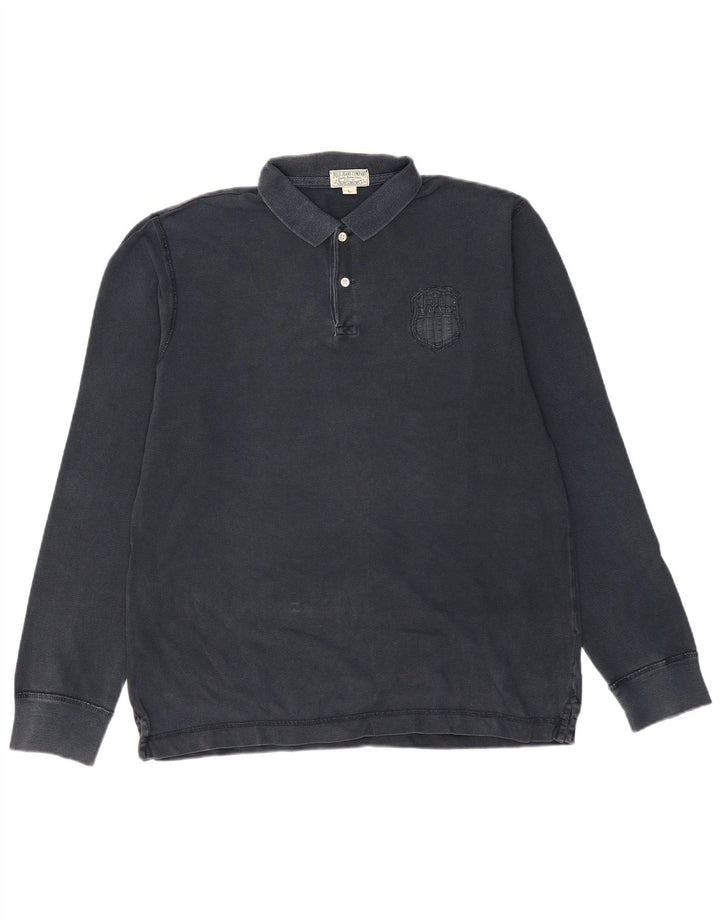 RALPH LAUREN Polo de manga larga con gráfico para hombre, talla grande, azul marino