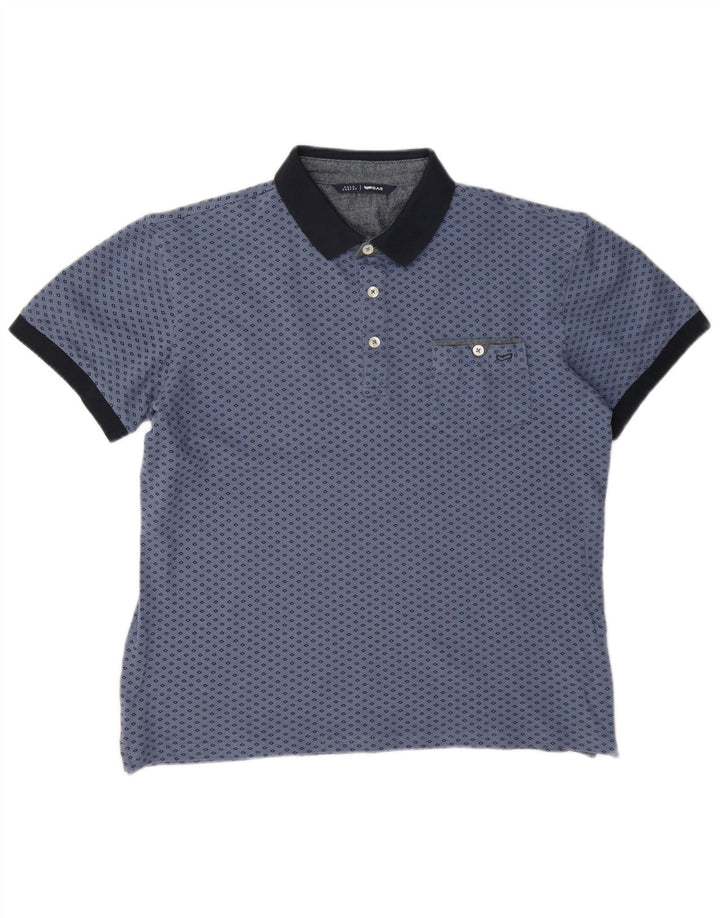 Polo Gas Hombre Algodón Geométrico Azul Grande