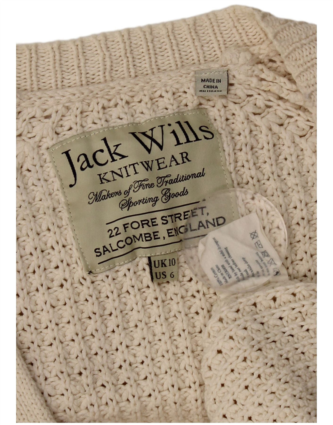 Jack Wills Suéter tipo cárdigan extragrande para mujer UK 10 Small Beige