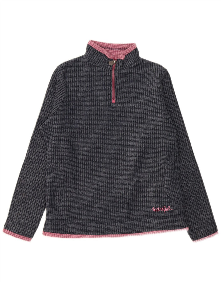 Weird Fish Jersey de forro polar con cuello y cremallera para mujer UK 40 Poliéster gris medio