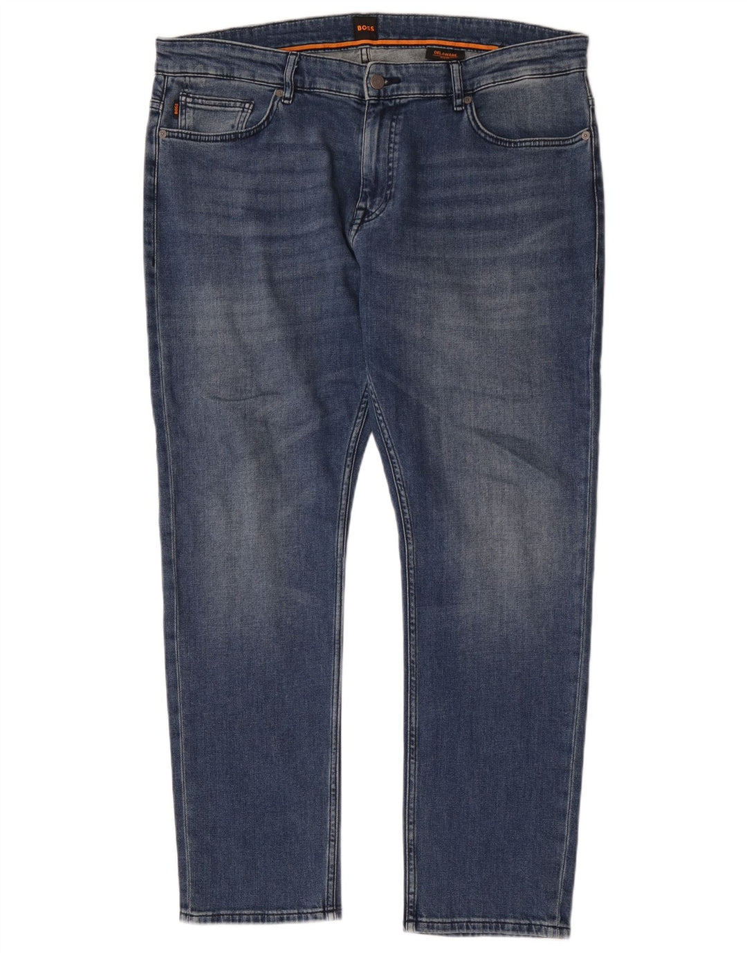Hugo Boss Hombre Delaware Slim Jeans W38 L32 Algodón Azul