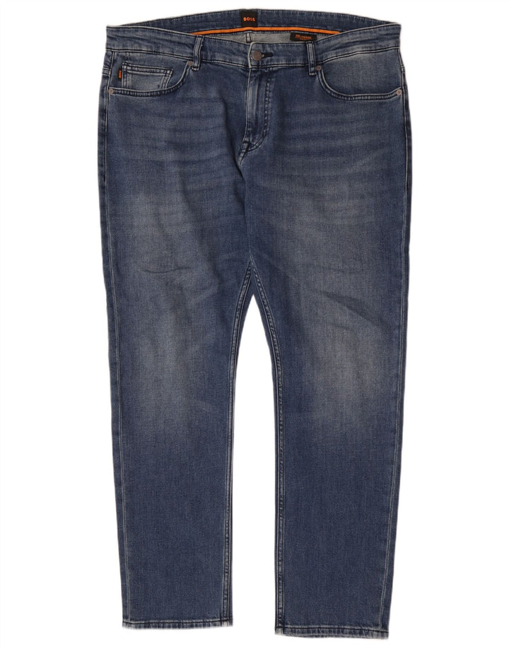 Hugo Boss Hombre Delaware Slim Jeans W38 L32 Algodón Azul