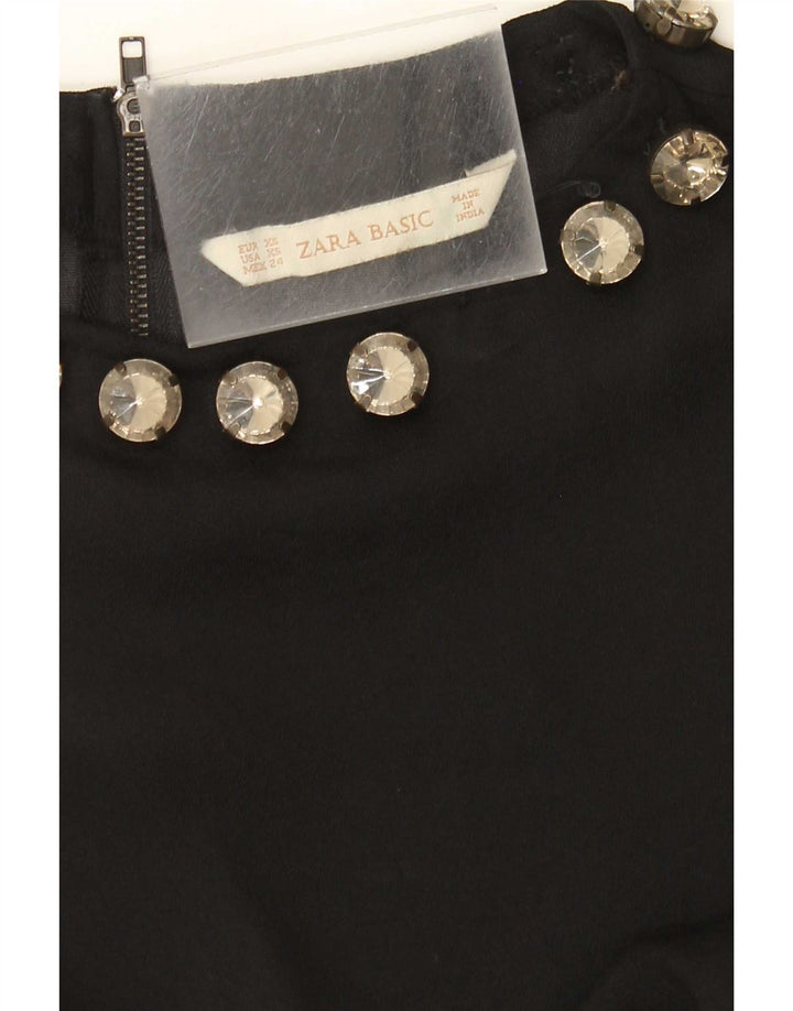 Zara Mujer Blusa Sin Mangas Top UK 6 XS Negro