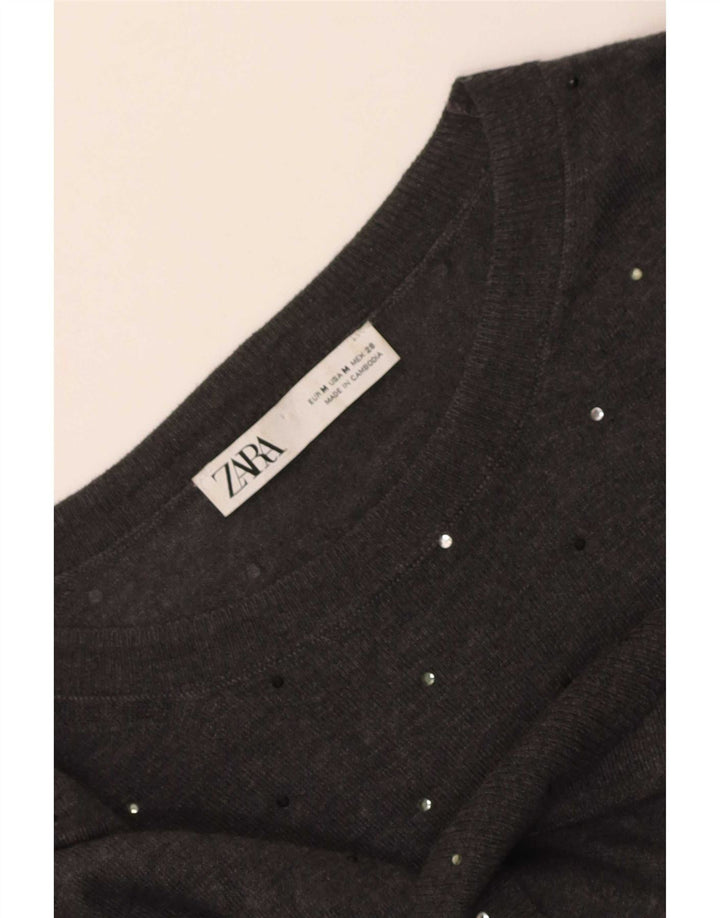 Zara - Jersey con cuello barco para mujer, talla 40, color gris medio