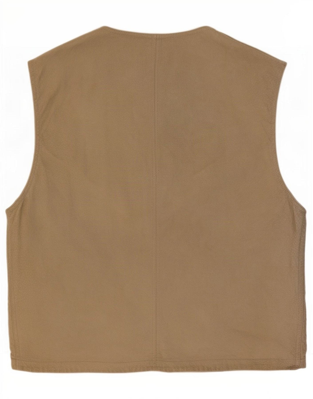 Vintage hombres ante utilidad chaleco IT 48 cuero beige medio