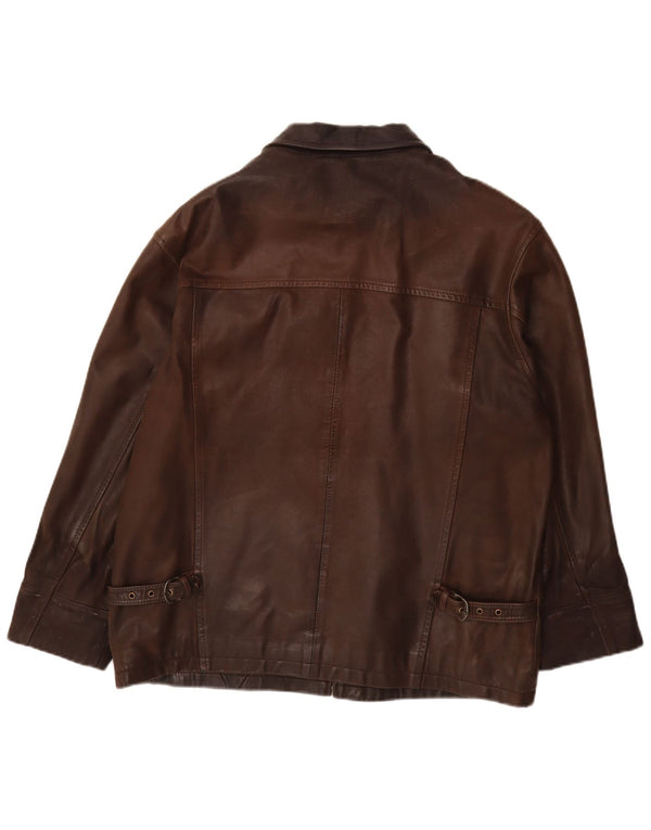 Peek & Cleppenburg Chaqueta de cuero para hombre UK 40 Large Cuero marrón