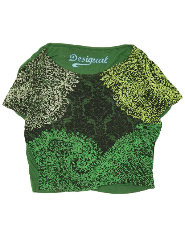 Desigual Blusa extragrande para mujer Top UK 46 Large Green Paisley Viscosa