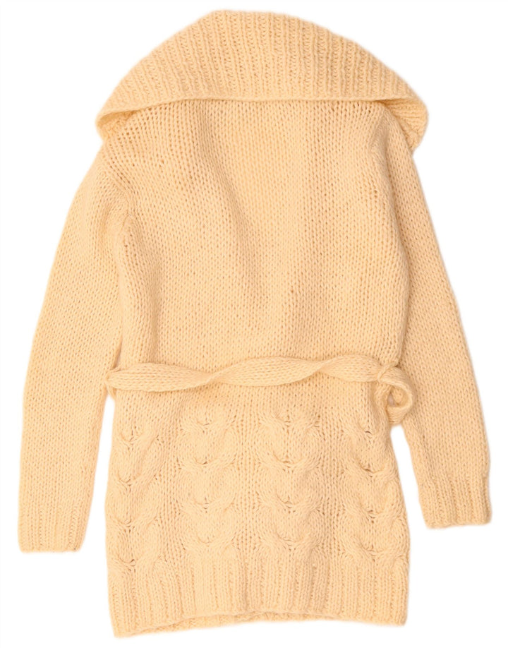 Zara Mujer Longline Open Cardigan Suéter UK 44 Medio Beige Acrílico