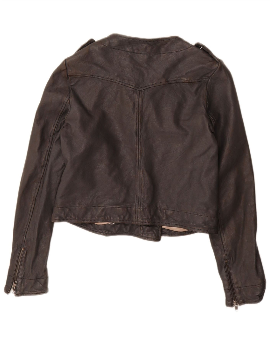 French Connection Chaqueta corta militar para mujer UK 40 Small Cuero negro