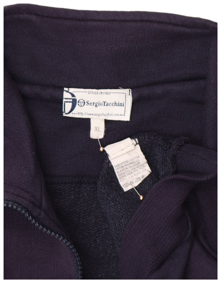 SERGIO TACCHINI Sudadera con cuello con cremallera y gráfico para hombre XL Azul marino