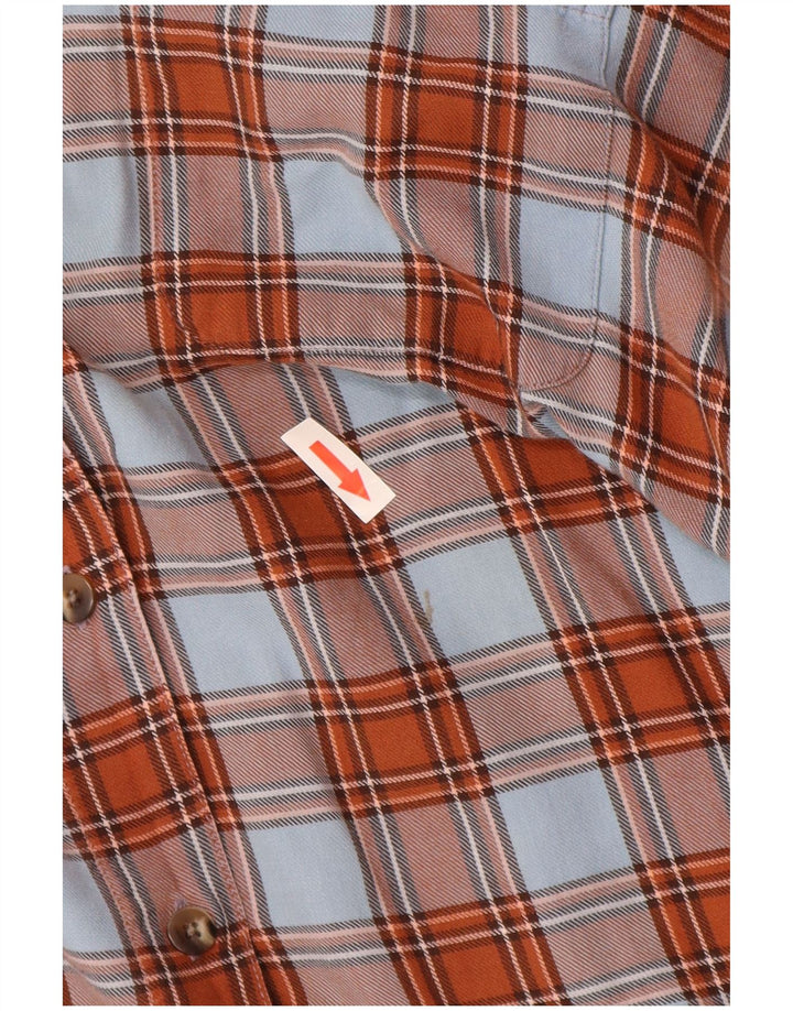 Lands End Camisa de franela para mujer US 12 Grande Marrón Cuadros Algodón