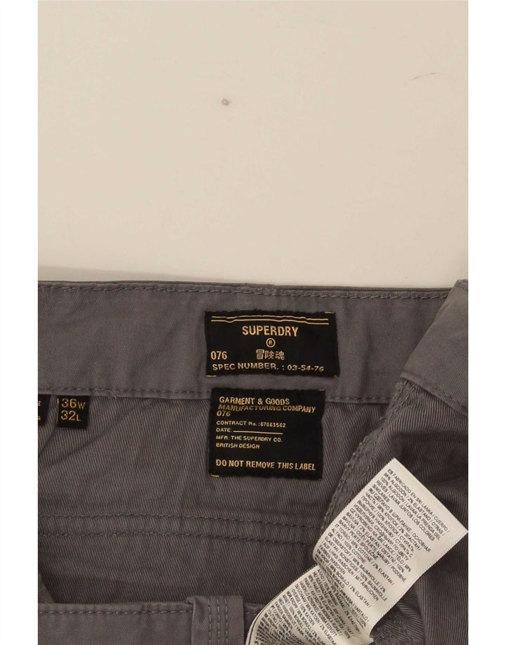 Superdry Pantalón cargo ajustado para hombre W36 L32 Algodón gris
