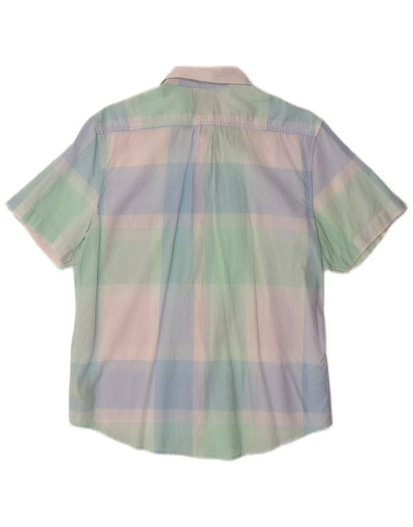 LEE Camisa de manga corta de corte regular para hombre de algodón a cuadros multicolor mediano