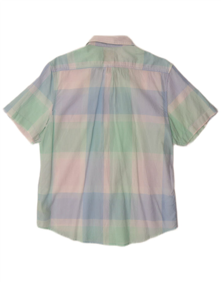 LEE Camisa de manga corta de corte regular para hombre de algodón a cuadros multicolor mediano