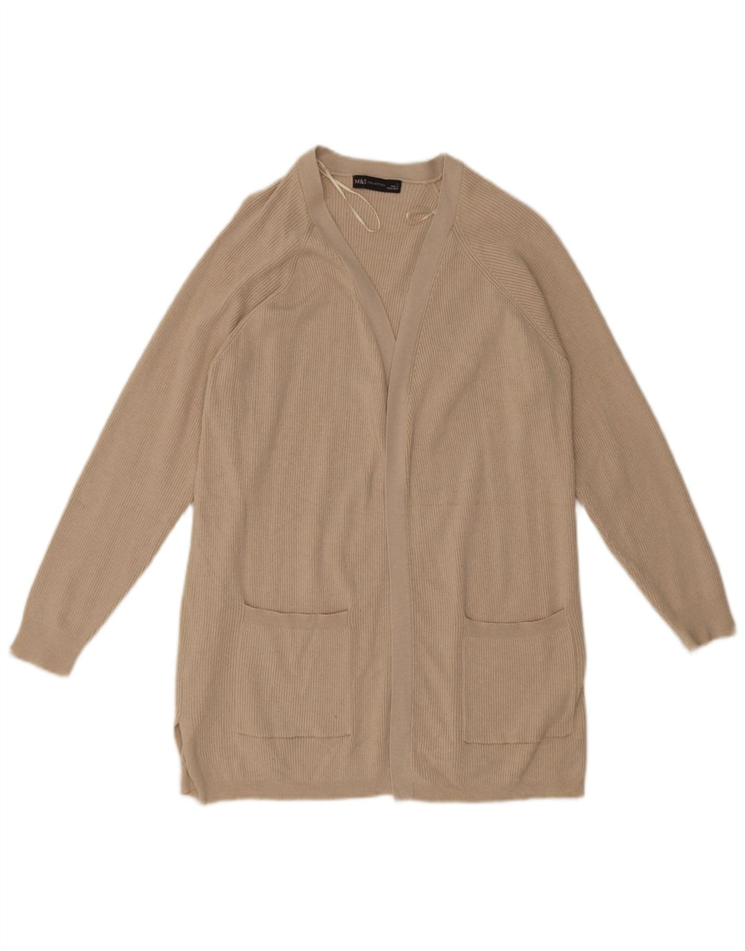 Marks & Spencer Suéter Cárdigan Abierto Largo para Mujer UK 44 Grande Beige