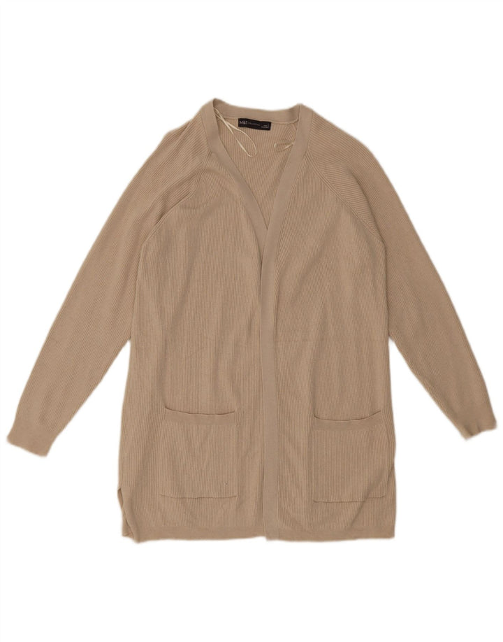 Marks & Spencer Suéter Cárdigan Abierto Largo para Mujer UK 44 Grande Beige