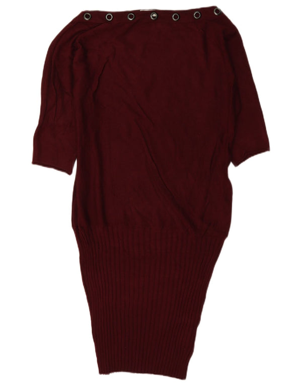 Liu Jo Vestido de cintura caída de gran tamaño con manga 3/4 para mujer UK 6 XS Borgoña