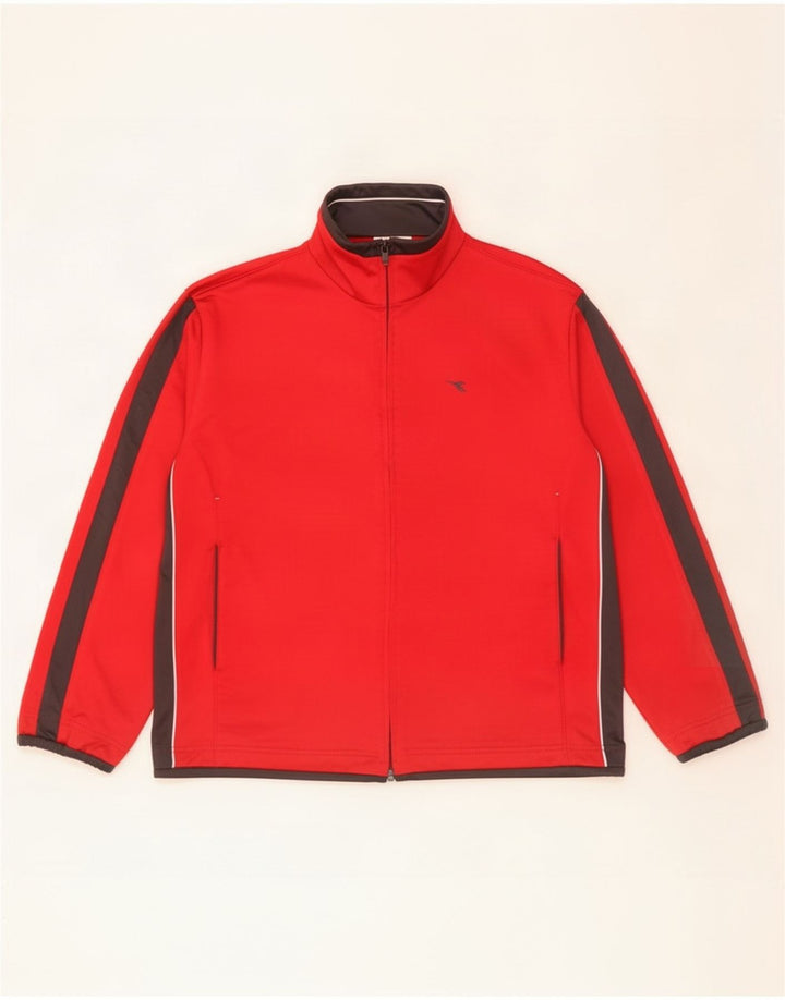 Diadora Hombre Chándal Top Chaqueta Grande Rojo Colorblock Poliéster