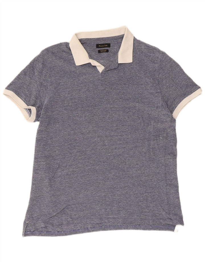 Massimo Dutti Polo Rugby Hombre Large Azul Algodón