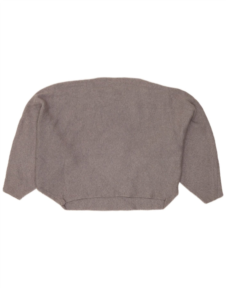 ZARA Suéter tipo jersey con cuello barco y corte extragrande para mujer, talla 44, color gris medio