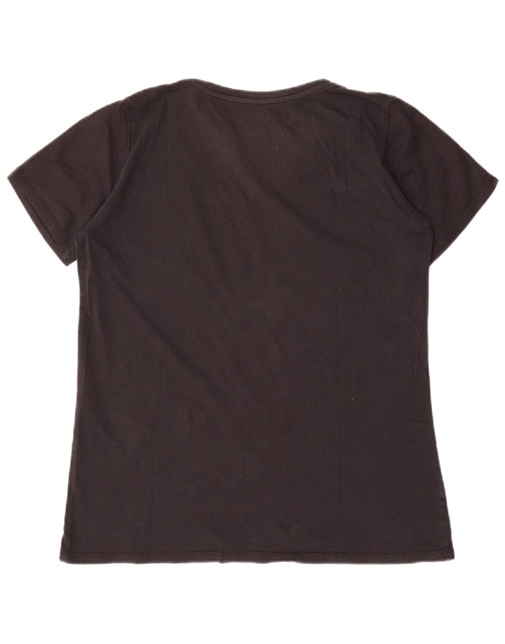 NIKE Camiseta gráfica de corte atlético para mujer UK 18 XL Algodón negro