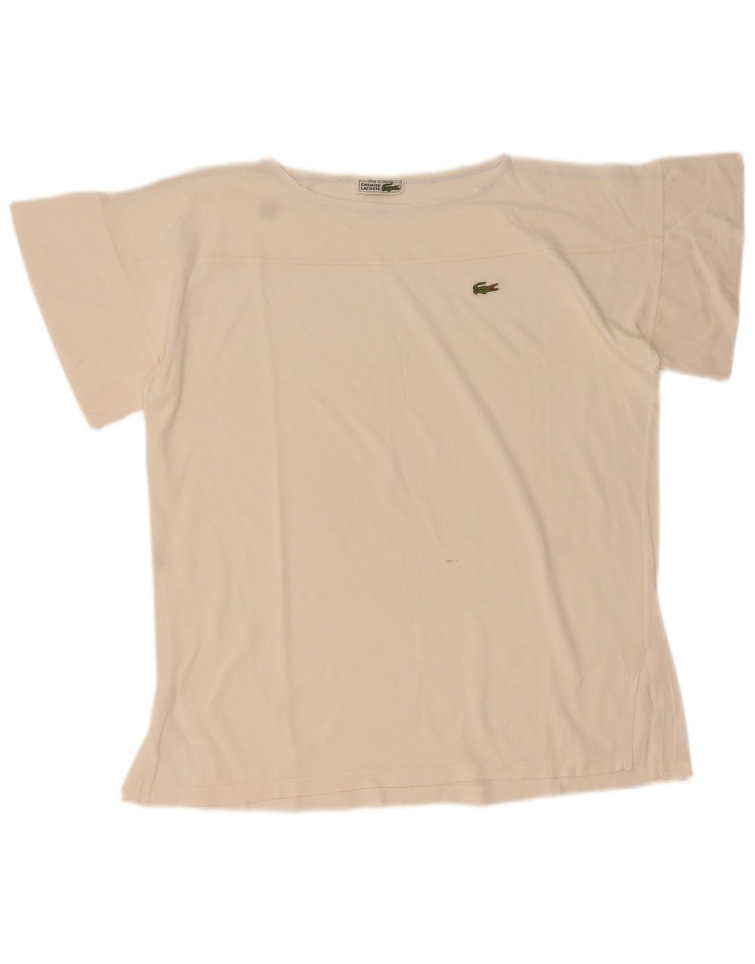 Camiseta Lacoste Mujer Top Talla 44 Grande Algodón Blanco