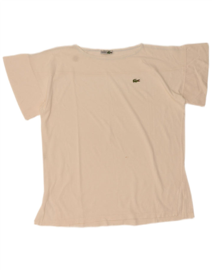 Camiseta Lacoste Mujer Top Talla 44 Grande Algodón Blanco