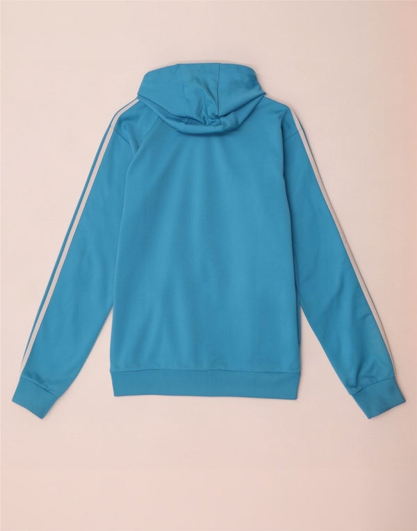Adidas Hombre Zip Sudadera Con Capucha Suéter Pequeño Azul Poliéster