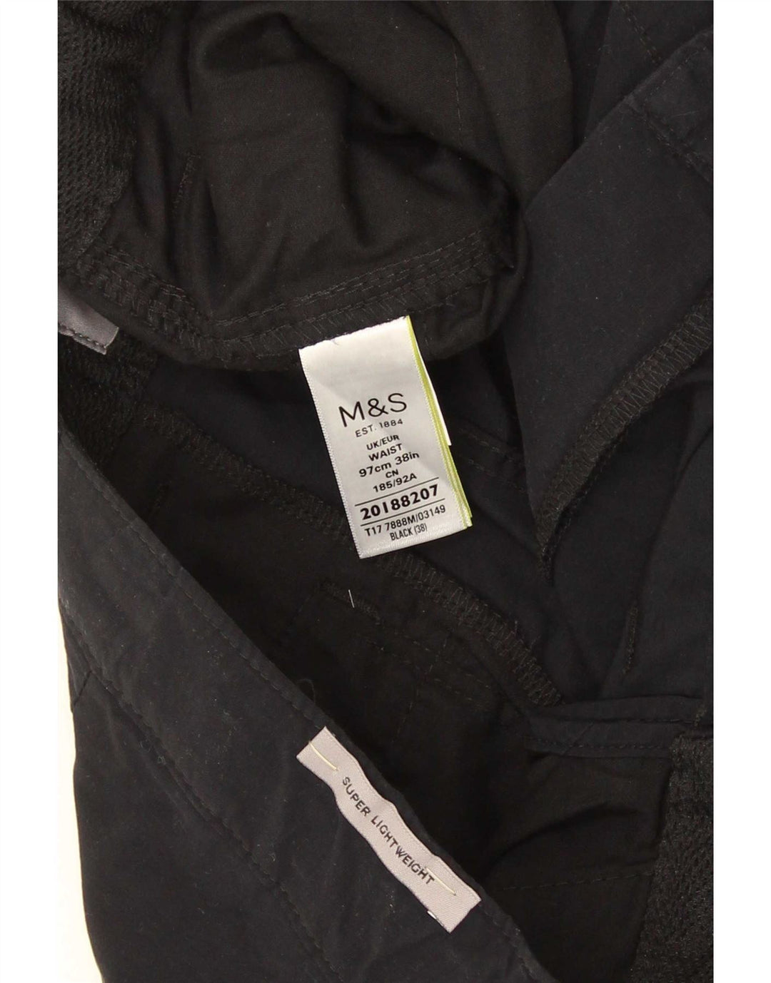 Marks & Spencer Pantalones cortos cargo para hombre W38 XL Algodón negro