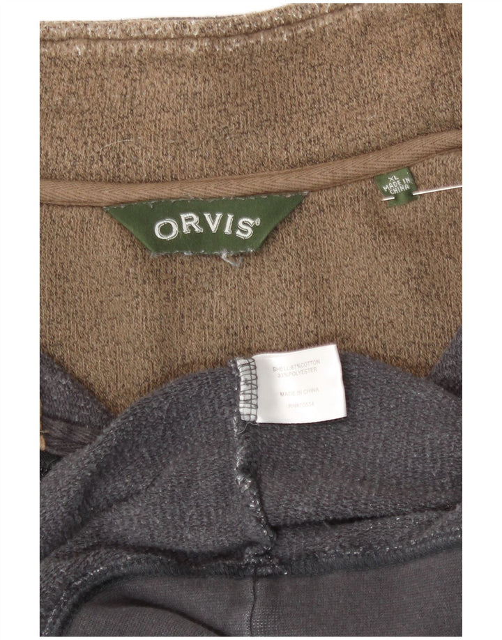 Orvis - Sudadera con cuello y cremallera para hombre, talla XL, algodón moteado gris