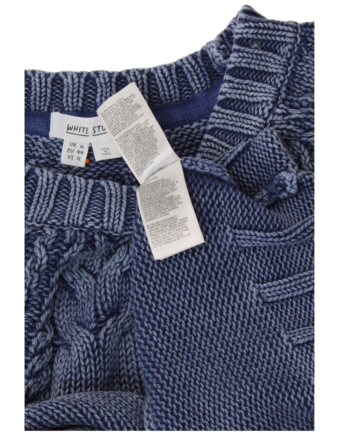 WHITE STUFF Suéter corto con cuello barco para mujer UK 46 Grande Azul marino