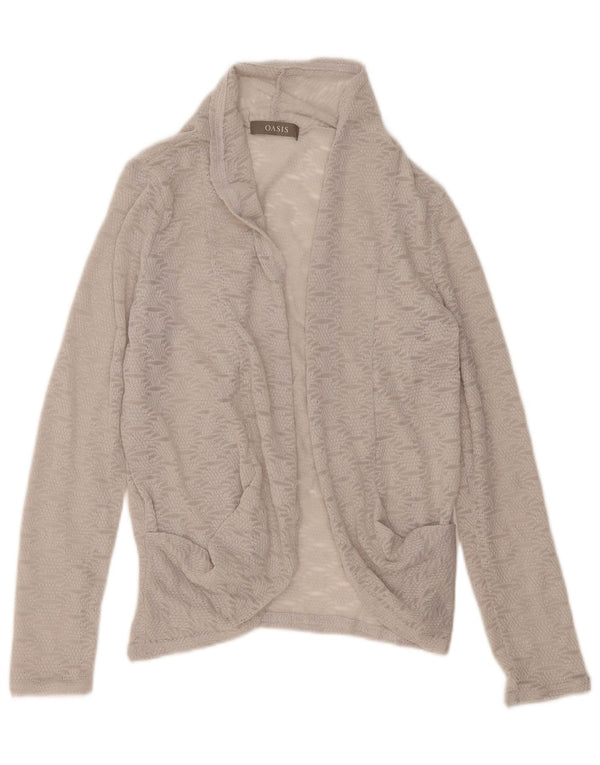 Oasis Cárdigan extragrande para mujer UK 10 Poliéster geométrico gris pequeño