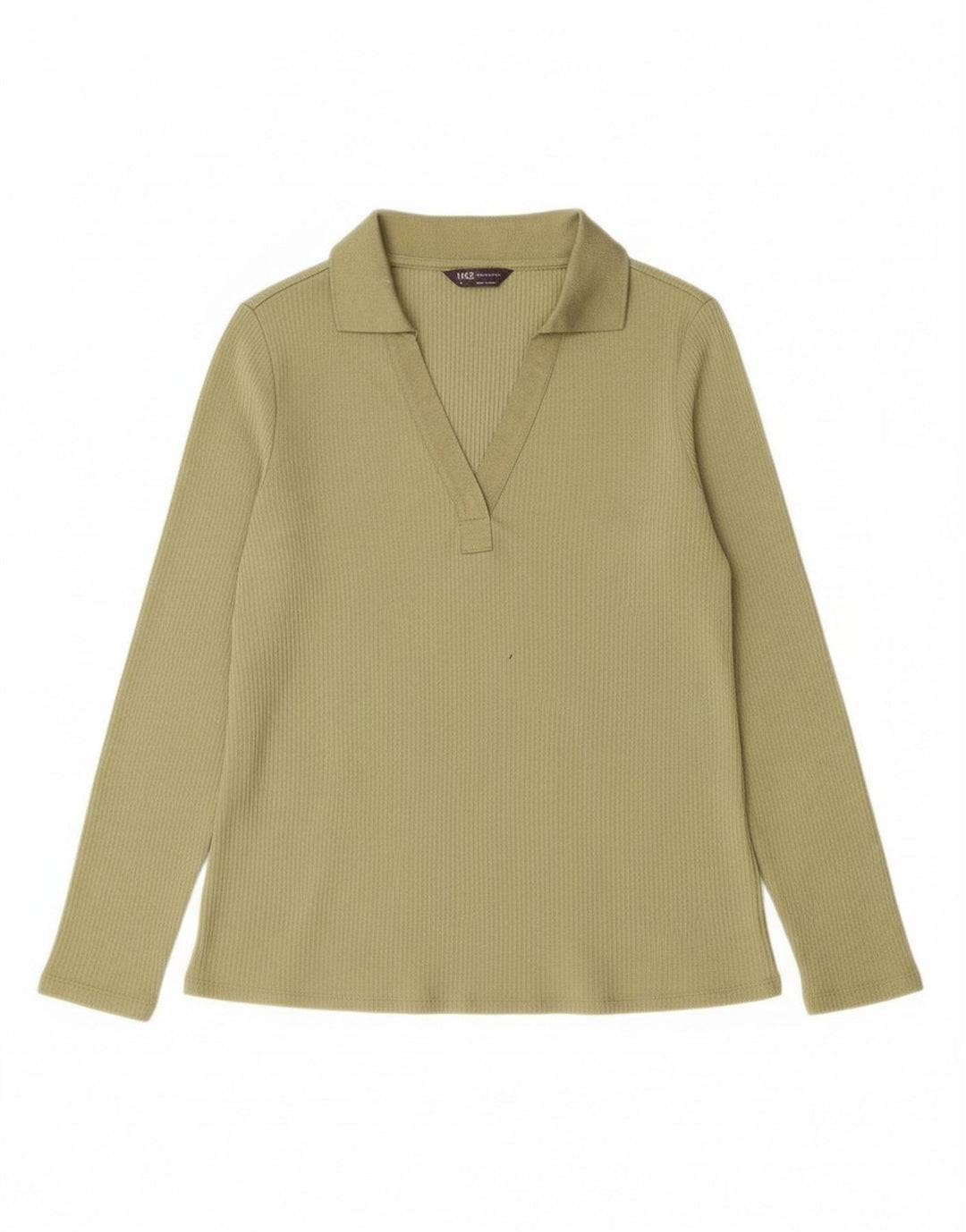 Marks & Spencer Polo de manga larga para mujer UK 44 Grande Poliéster verde