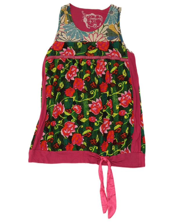 Desigual Mujer Blusa Sin Mangas Top UK 40 XL Viscosa Floral Multicolor