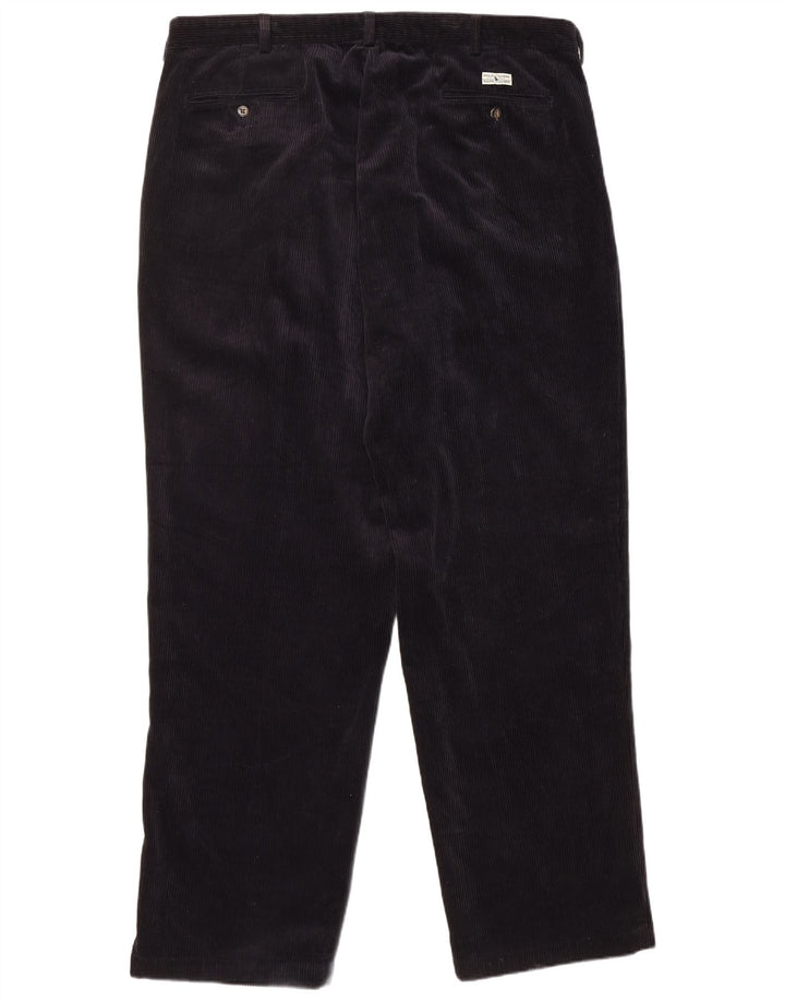POLO RALPH LAUREN Pantalones de pana con pinzas para hombre W42 L32 Algodón negro