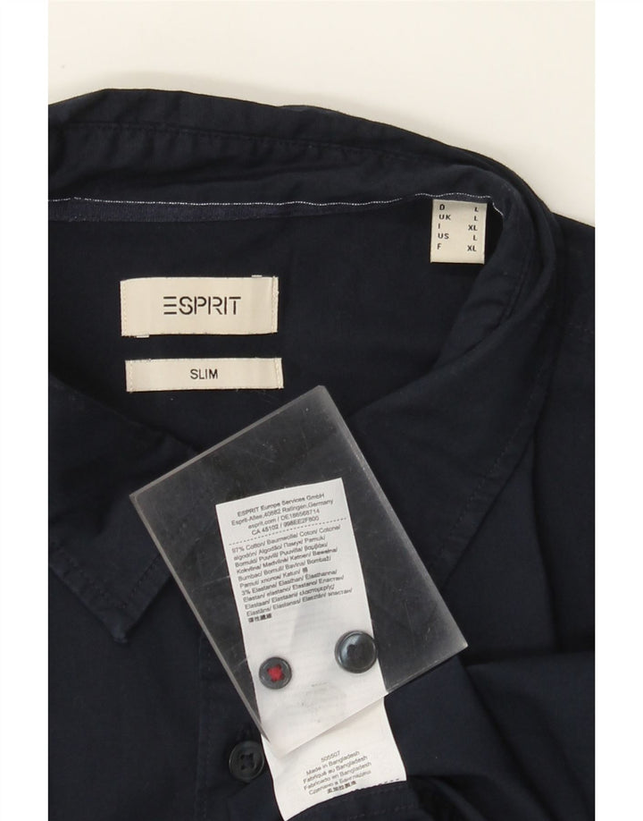 Camisa de corte slim de Esprit para hombre, talla grande, de algodón azul marino