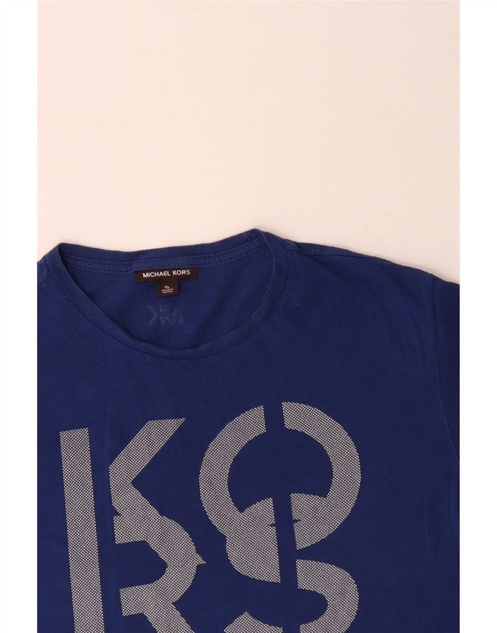 MICHAEL KORS Camiseta gráfica para hombre Top XL Algodón azul